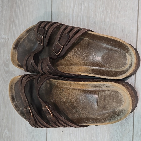 Birkenstock Women Brown Leather Sandals Flats Shoes Sz 39/8 Regular - Picture 6 of 13